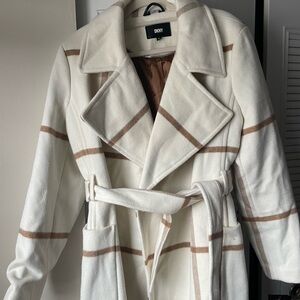 DKNY Women's Cream and Tan Trench Coat